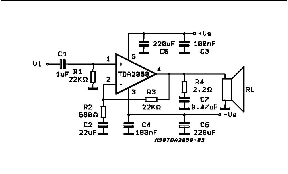 TDA2050 Circuit Diagram