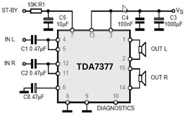 TDA7377 Schematic Sample Diagram